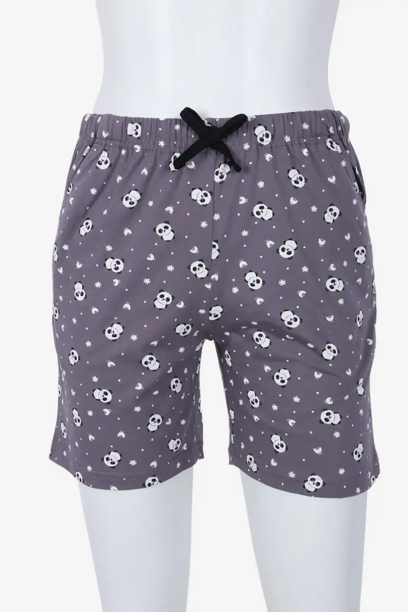 Cotton Conversational Printed Shorts for Women 034934GREXXL