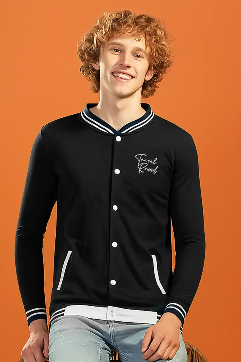 Men's Cotton Casual Self Designed Jacket 034937BLAXXL