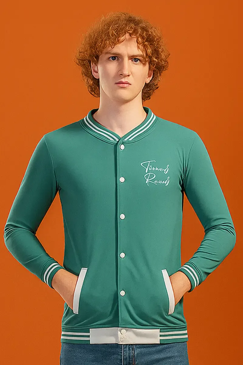 Men's Cotton Casual Self Designed Jacket 034937GREXL