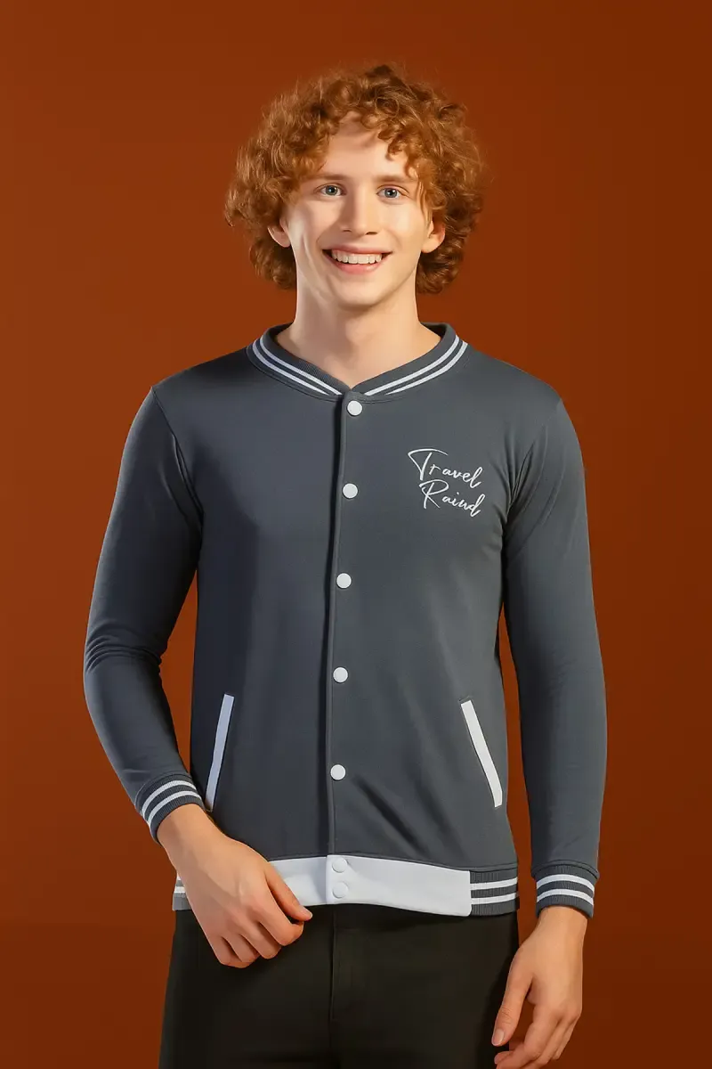 Men's Cotton Casual Self Designed Jacket 034937GREXXL2