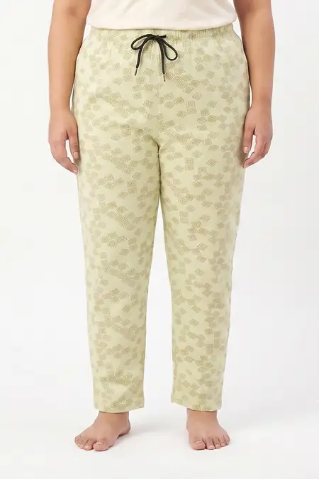 Cotton Geometric Printed Pyjama Pant for Women - Plus Size