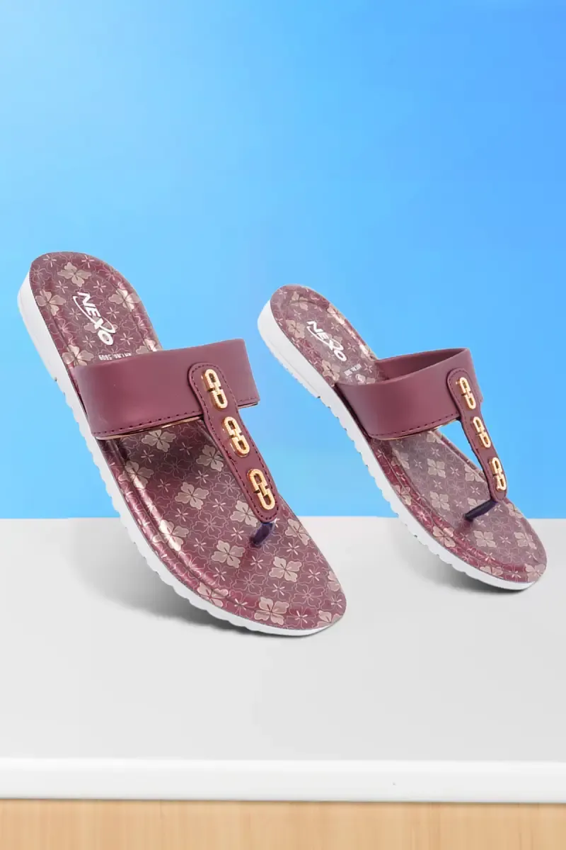 Women's Printed Footbed Flat Slippers 0349909GRA