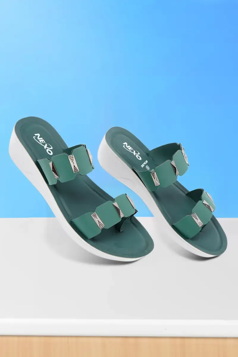 Double Strap Detailing Platform Heel Slippers for Women 0350036FORGRE