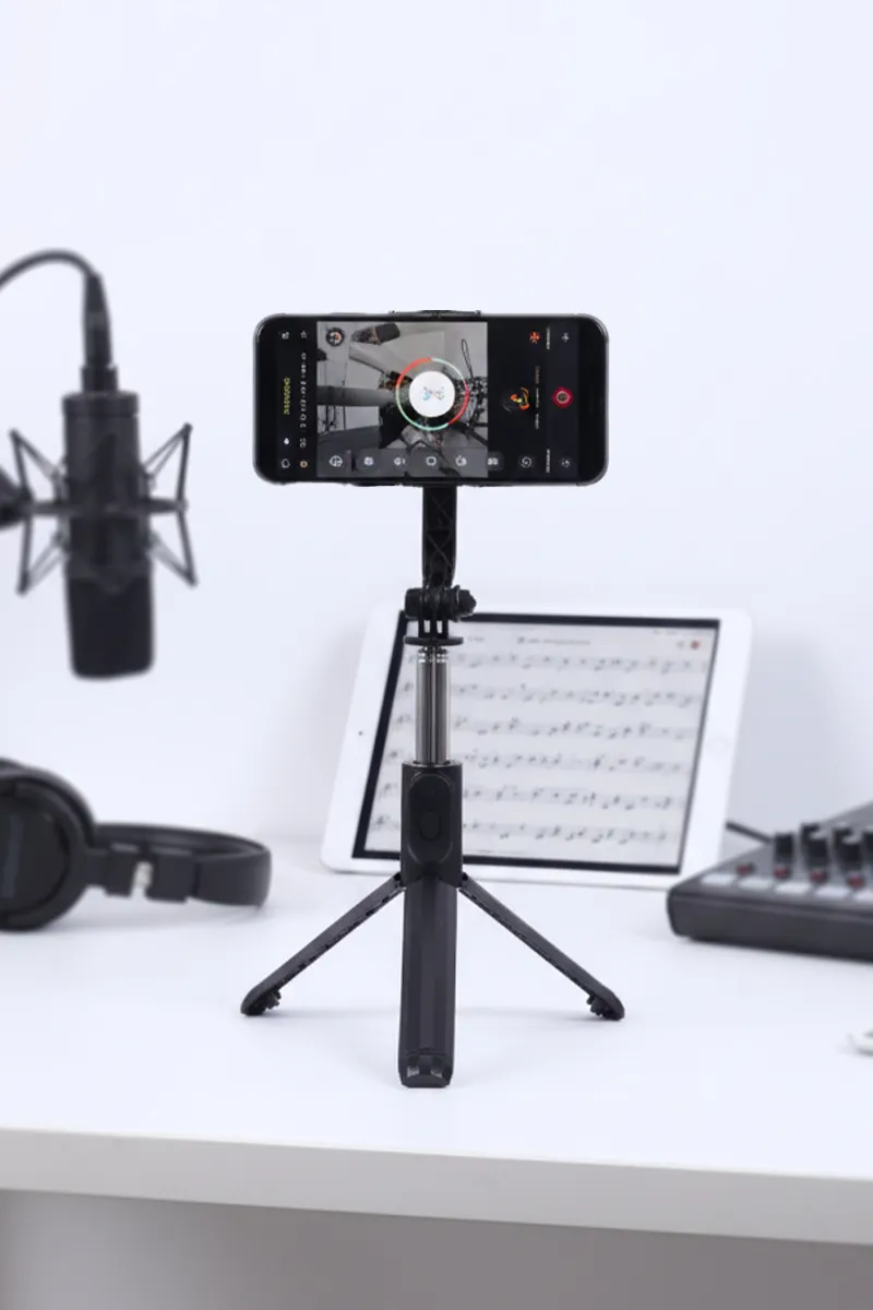 Q07 Bluetooth Selfie Stick with Tripod Stand, Bluetooth Remote (Black)