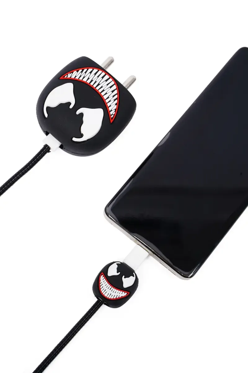 Silicone Mobile Charger Adapter Protector Case with Durable Cable Sleeve -  Venom Anime