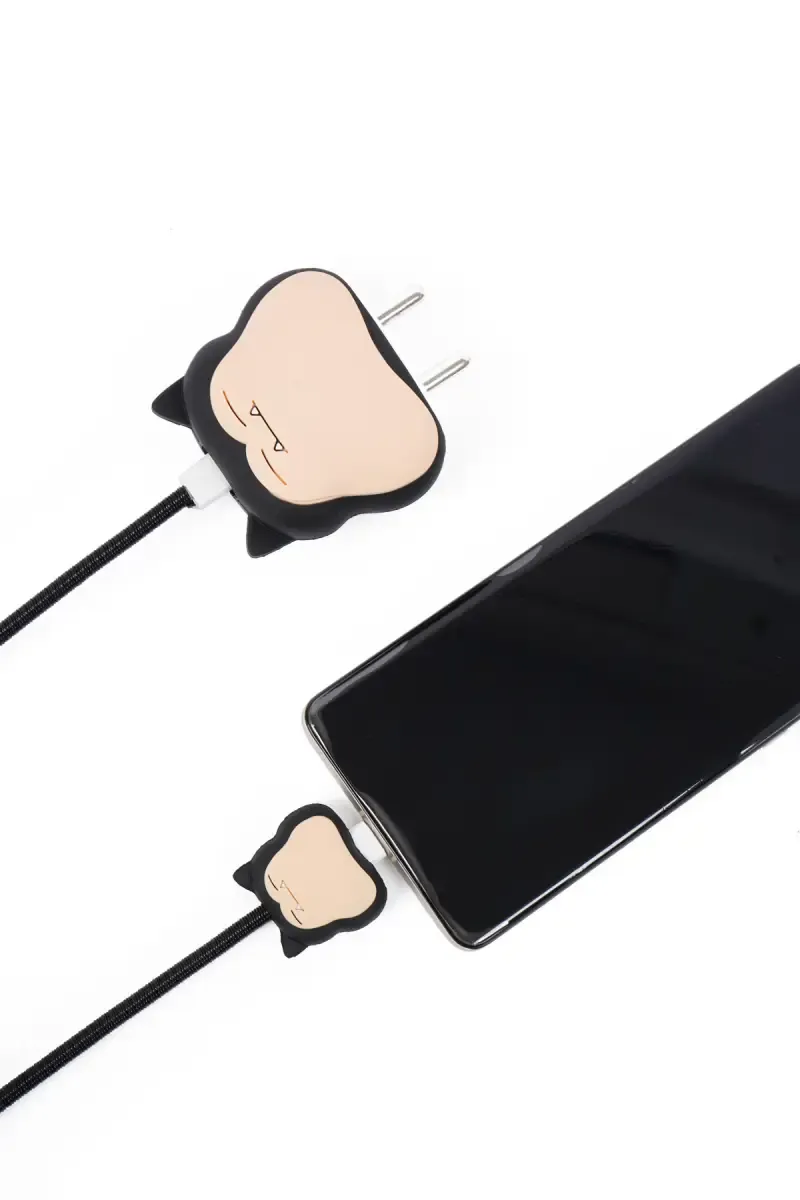Silicone Mobile Charger Adapter Protector Case with Durable Cable Sleeve -  Cartoon Character