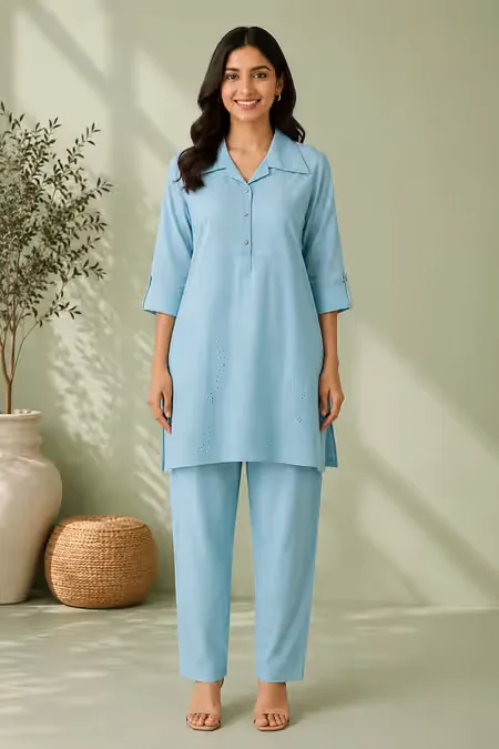 Cotton Embroidered Co-ord Set for Women