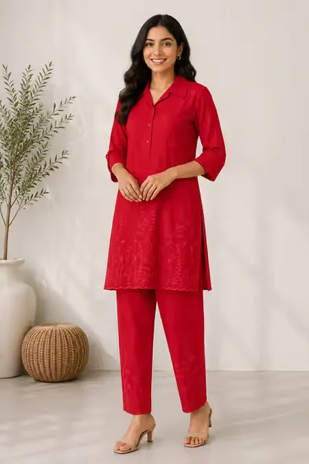 Cotton Embroidered Co-ord Set for Women