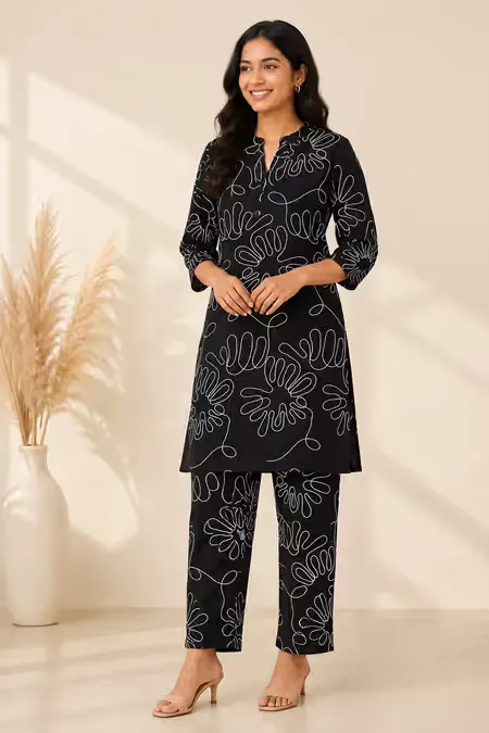 Cotton Embroidered Co-ord Set for Women