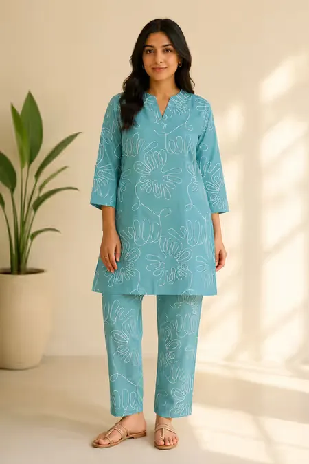 Cotton Embroidered Co-ord Set for Women