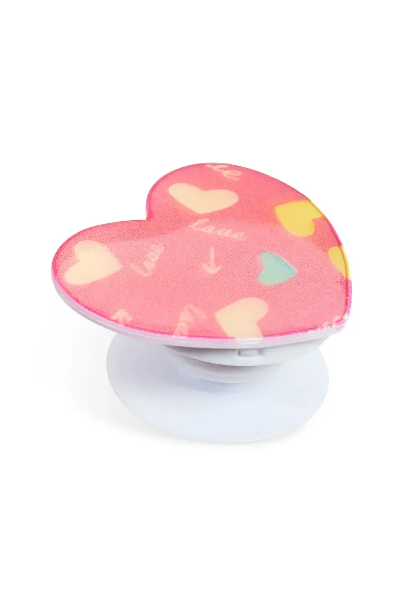 Plastic Heart Shaped Pop Socket/Mobile Holder - Pink