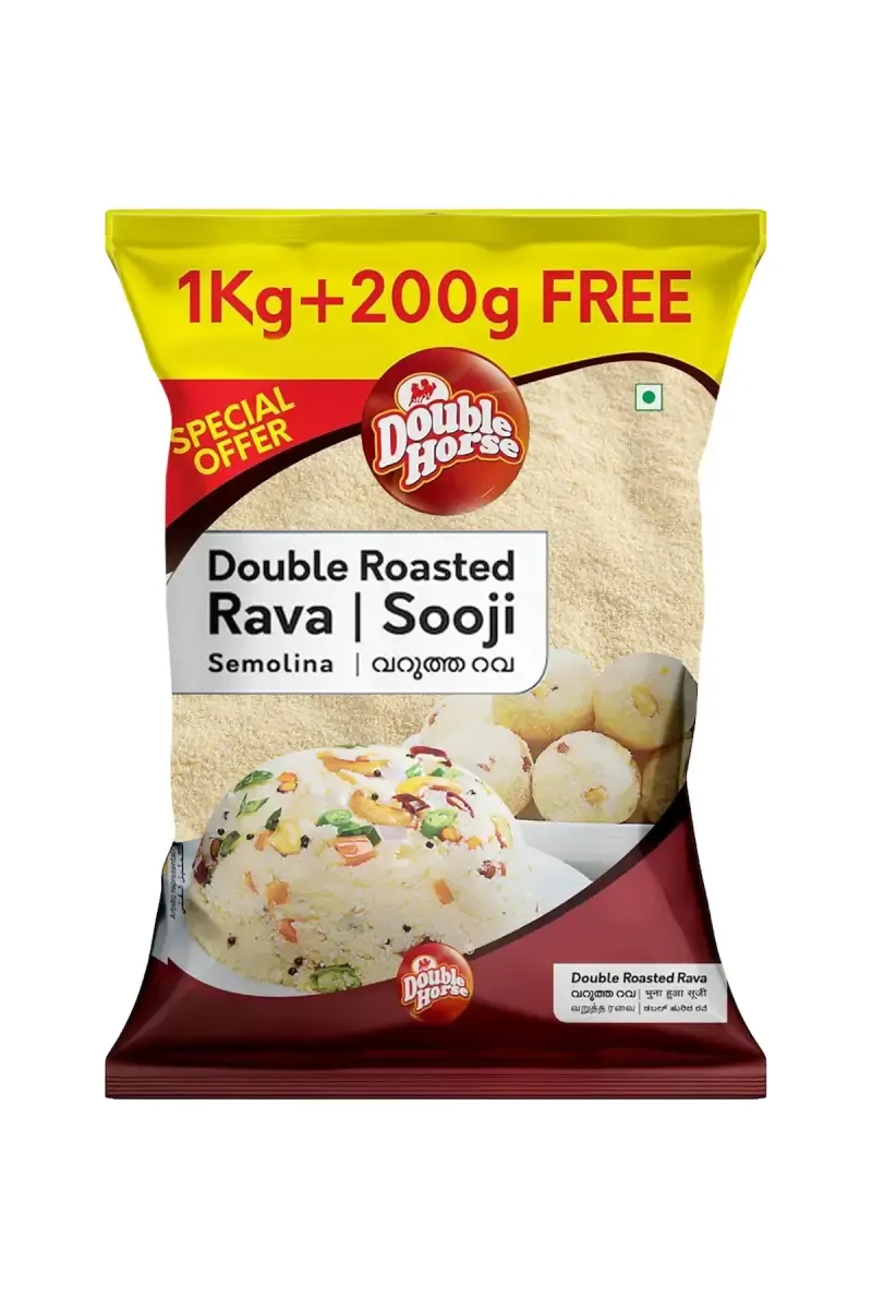 Double Horse Roasted Sooji / Rava - 1Kg + 200g Free
