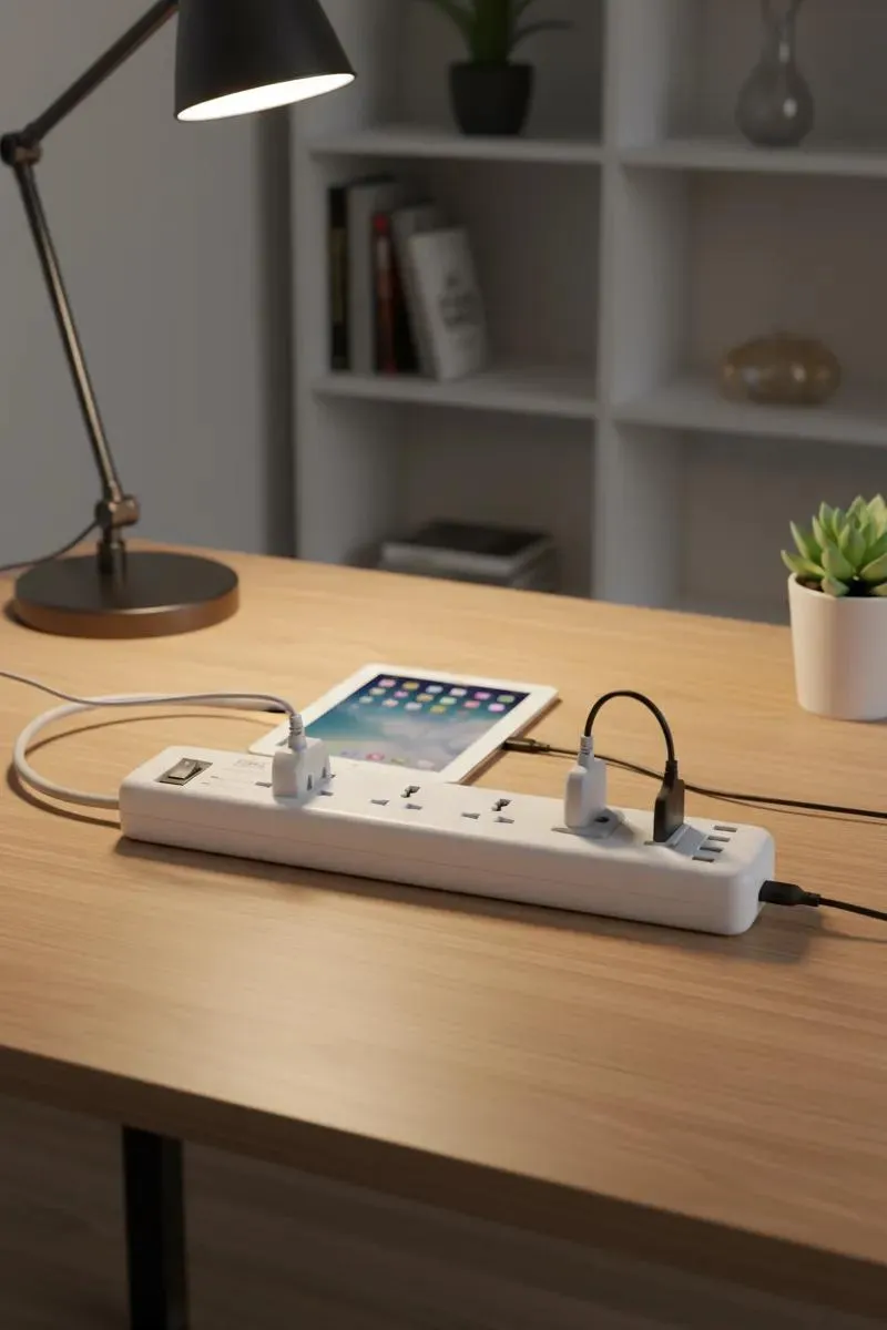 GK515 5 Way Multifunctional Extension Socket with 250 V, 4 USB Ports, 2.1 A - White