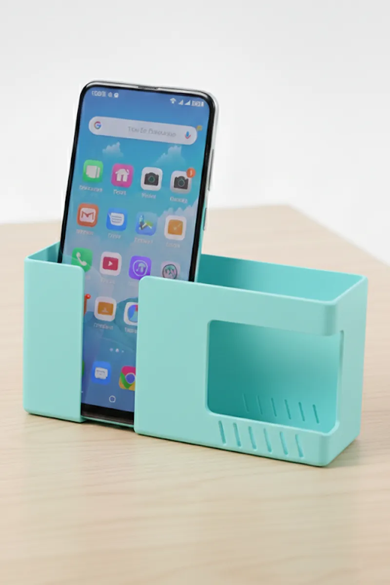 Plastic Self Adhesive Multipurpose Wall Mounted Mobile Stand (Green)