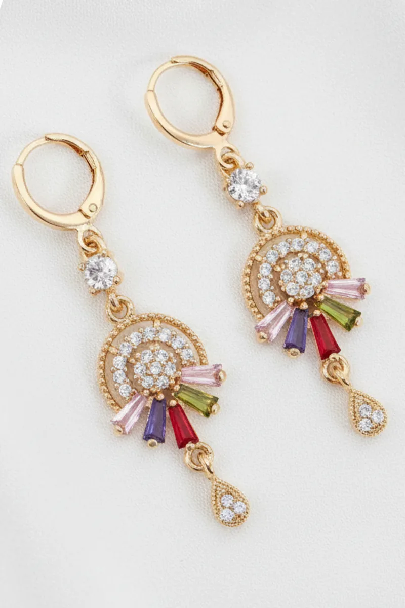 Gold Plated Dangler Earrings for Women 035363MUL1