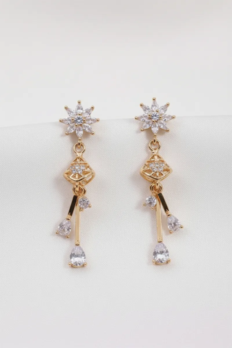 Gold Plated Floral Dangle Earrings for Women