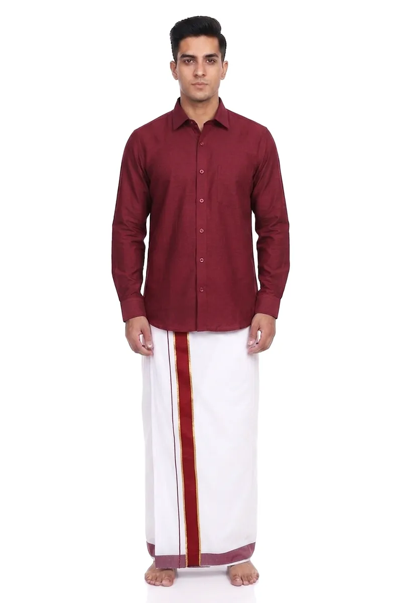 Men's Cotton Dhoti Shirt Set ( 2 Pcs Set )