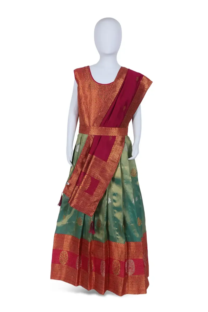 Girl's Art Silk Floral Zari Motifs Lehenga Set - Multicolor 0355971314YRSMUL