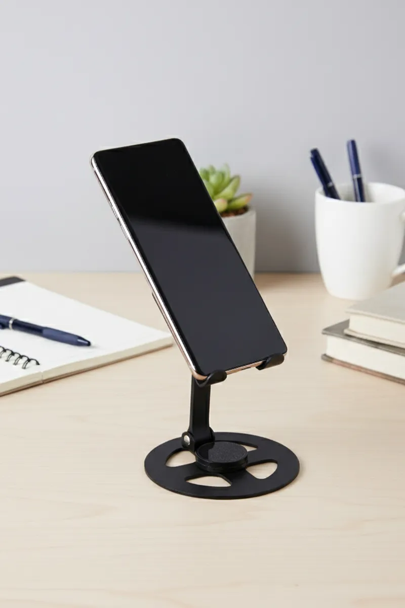 Steel & Silicone 360° Rotatable Tabletop Mobile Stand (Black)