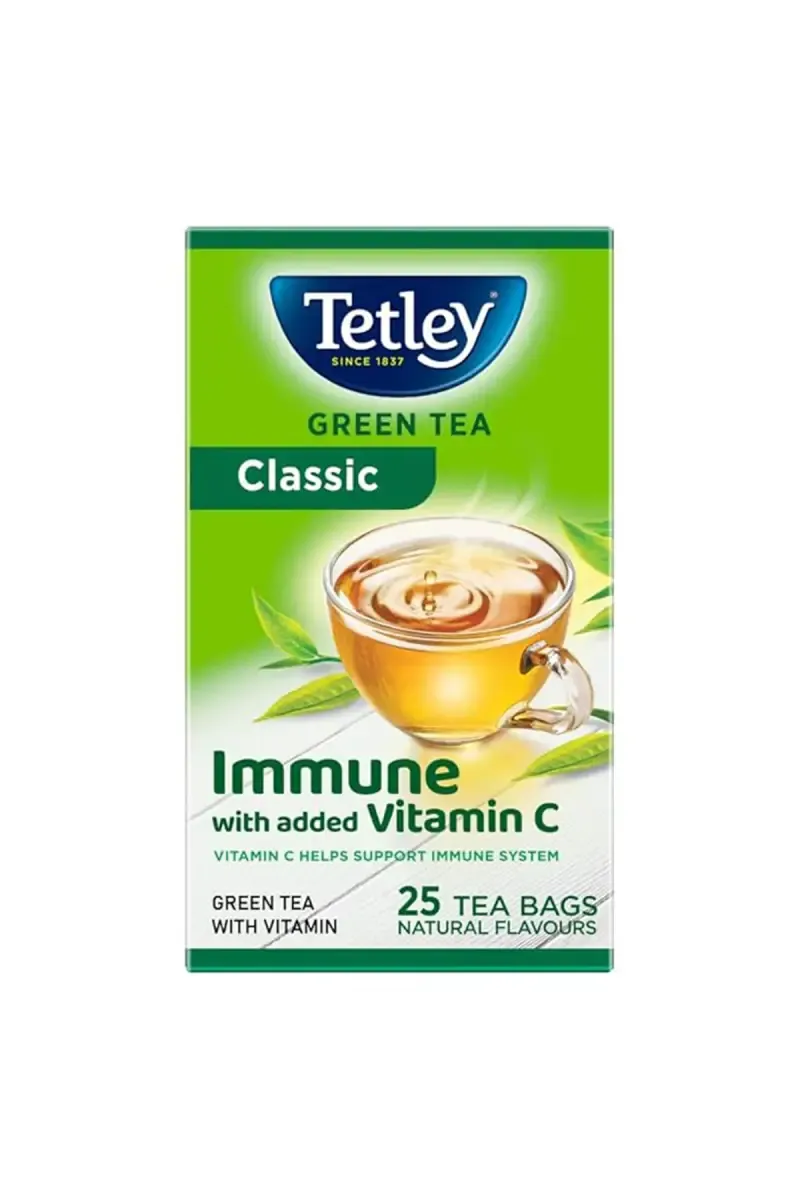 Tetley Green Tea Classic, Immune with Added Vitamin C - 25 Bags