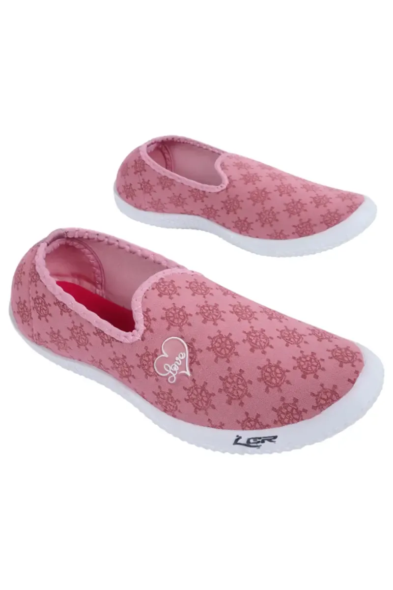 Slip-On Casual Shoes for Women - Printed Design & Love Badge