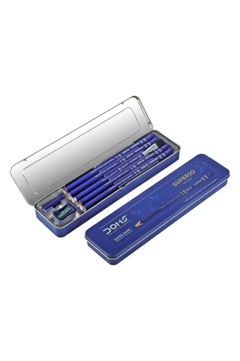 Doms Superio Super Dark Graphite Pencil Tin Box - Pack of 10