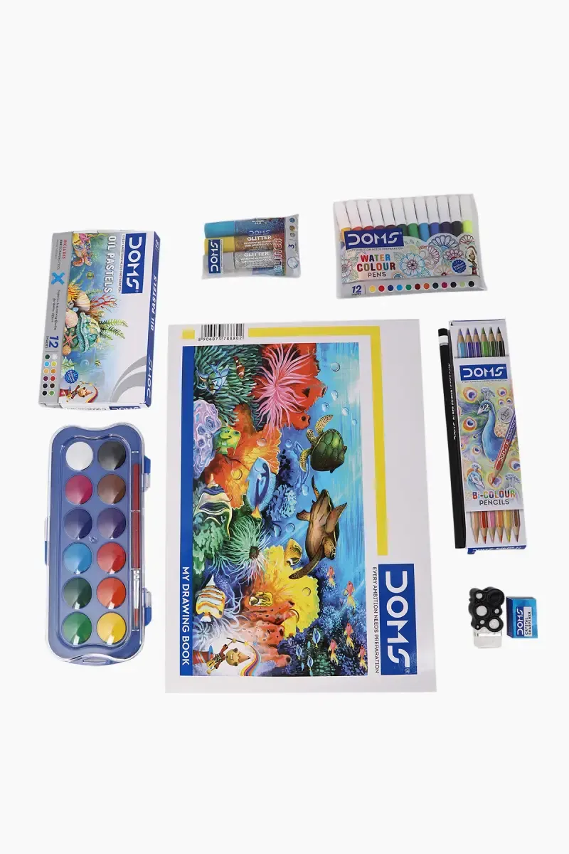 Doms Painting Kit - 9 Pcs Set (Multicolor)