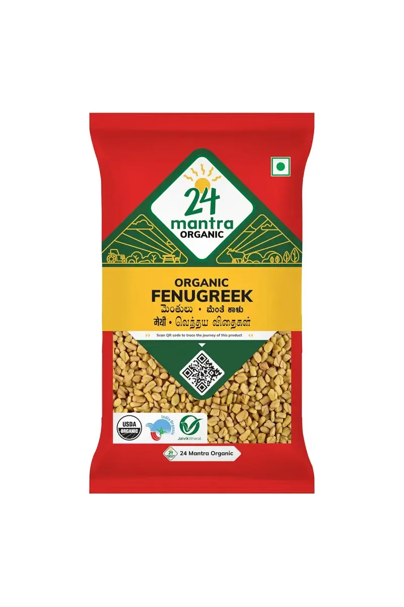 24 Mantra Organic Fenugreek Seeds / Methi / Vendhayam - 100g