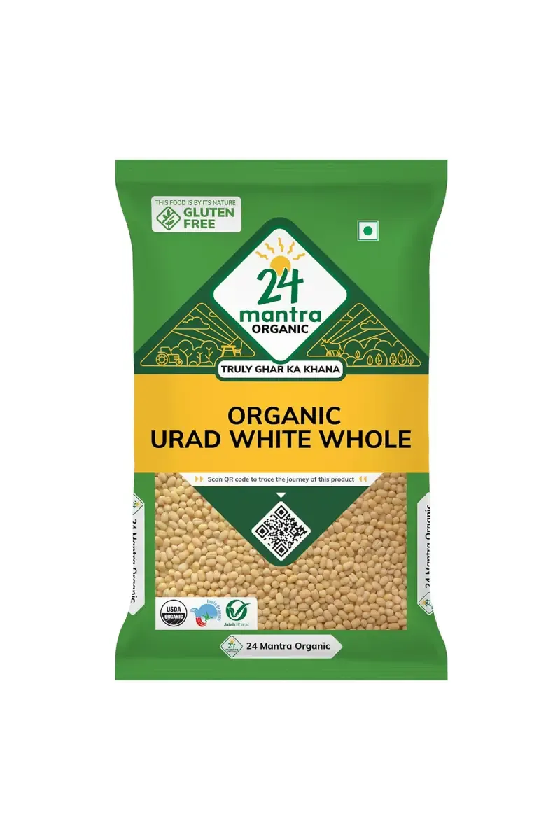 24 Mantra Organic White Whole Urad Dal / Ulunthu Paruppu -500g