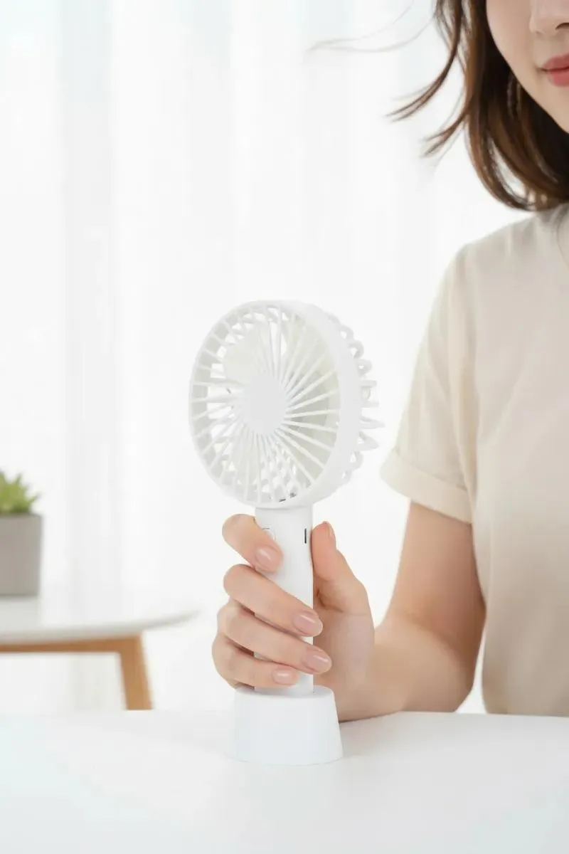 Battery Operated Portable and Rechargeable Speed Handy Mini Fan (White)