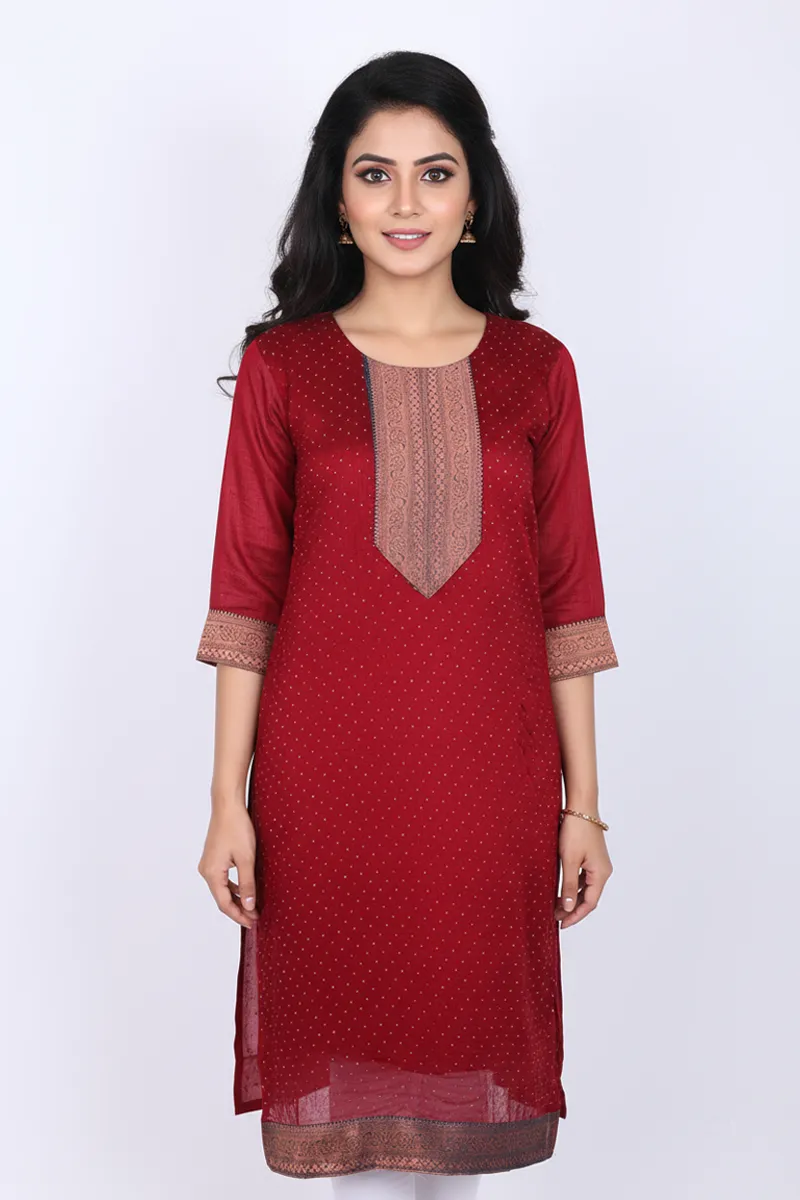 Cotton Embellished Kurti for Women 035976LMAR