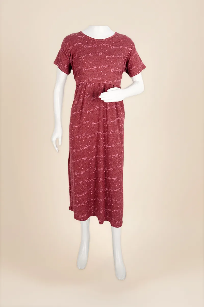 Cotton Printed Maternity Nighty for Women