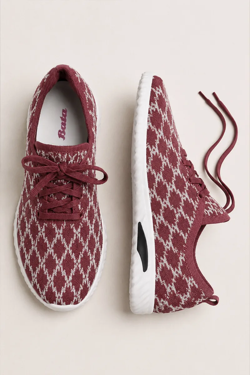 Breathable Knit Lace-Up Casual Walking Shoes for Women