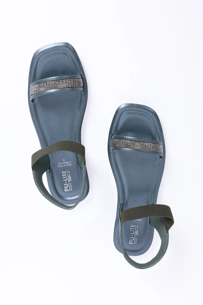 Embellished Elastic Strap Casual Sandals for Women