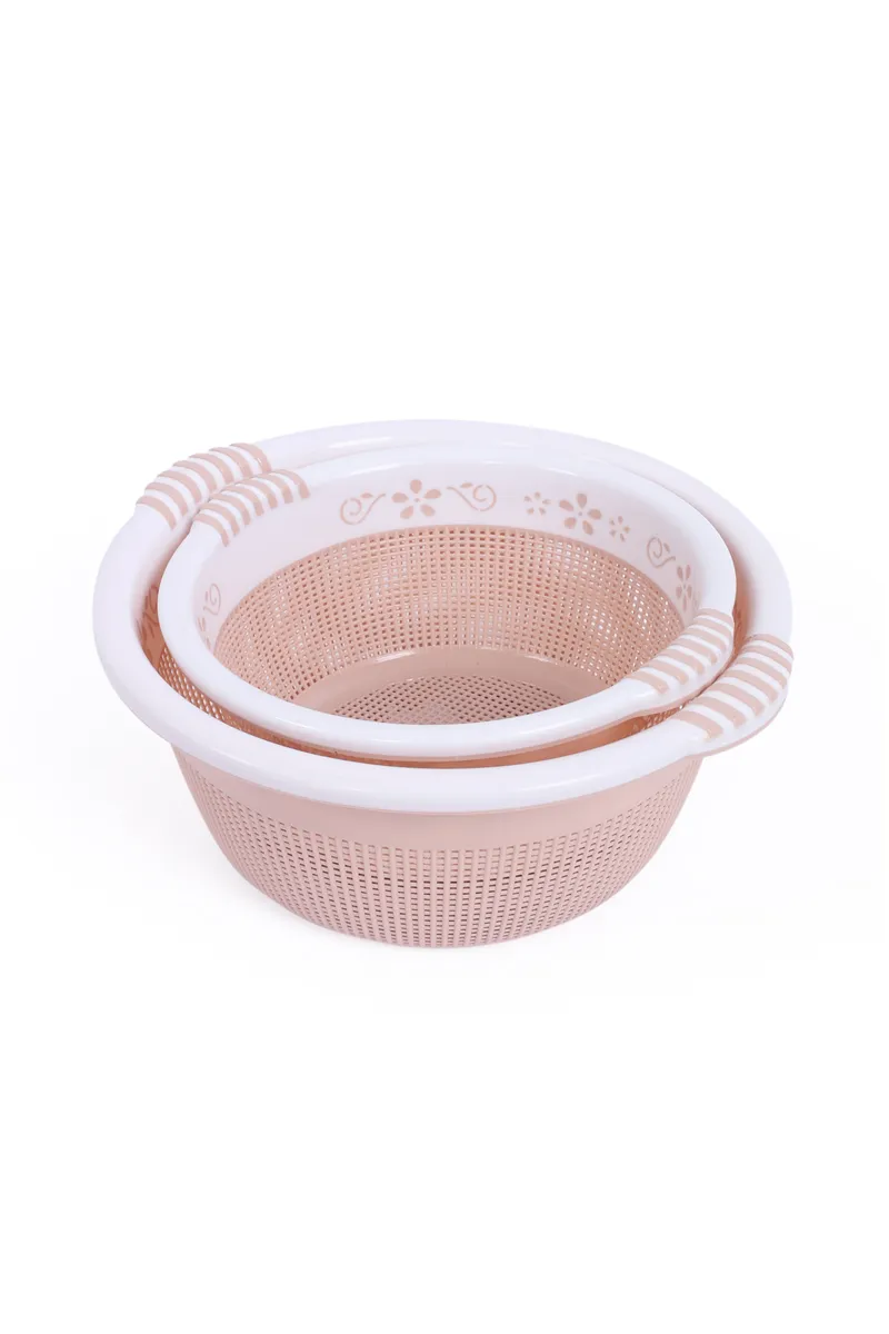 Happy Family Plastic Multiuse Basket Set, Brown - 2pcs 036142BROPLA