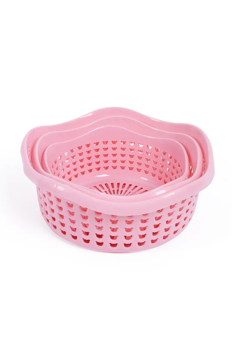 Happy Family Plastic Multiuse Basket Set - 3 Pcs