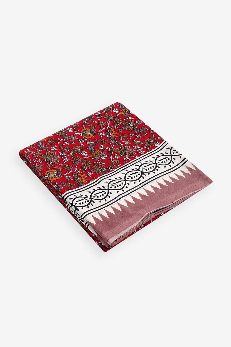 Synthetic Botanical Printed Saree for Women 036215REDFRESIZ