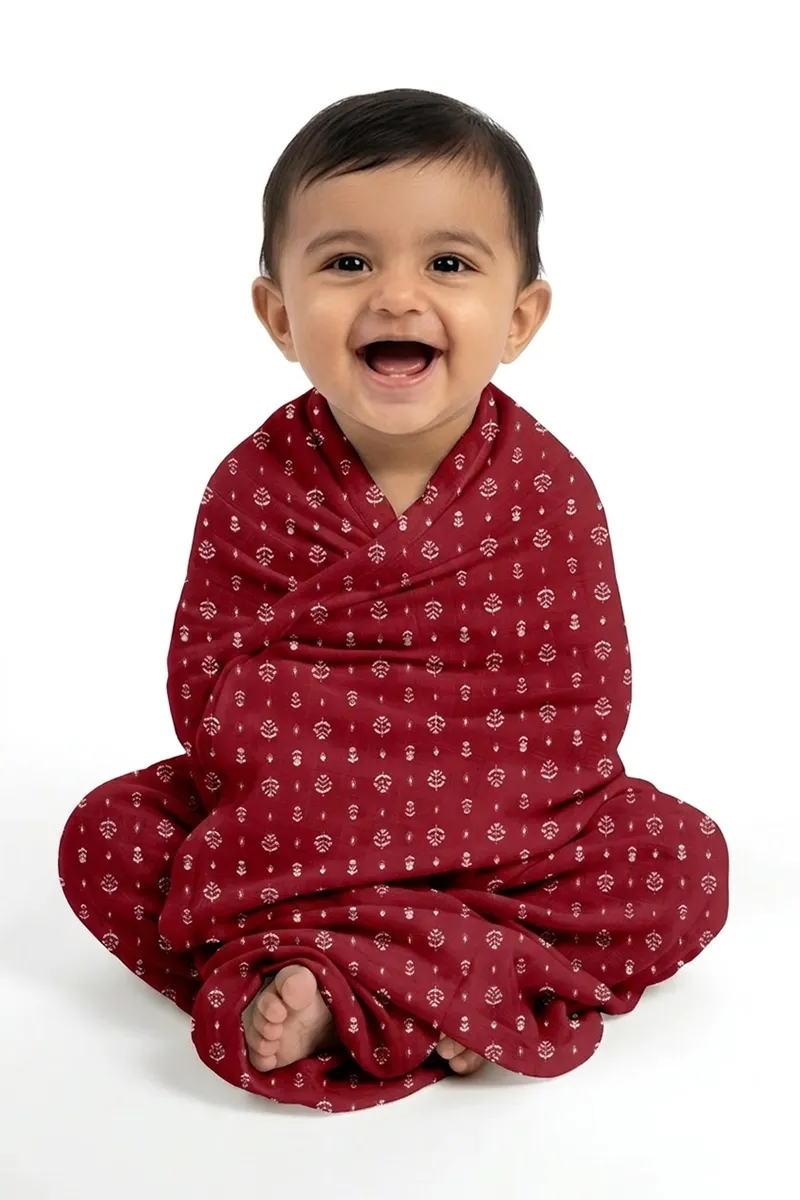 Cotton Towel for Babies - Maroon