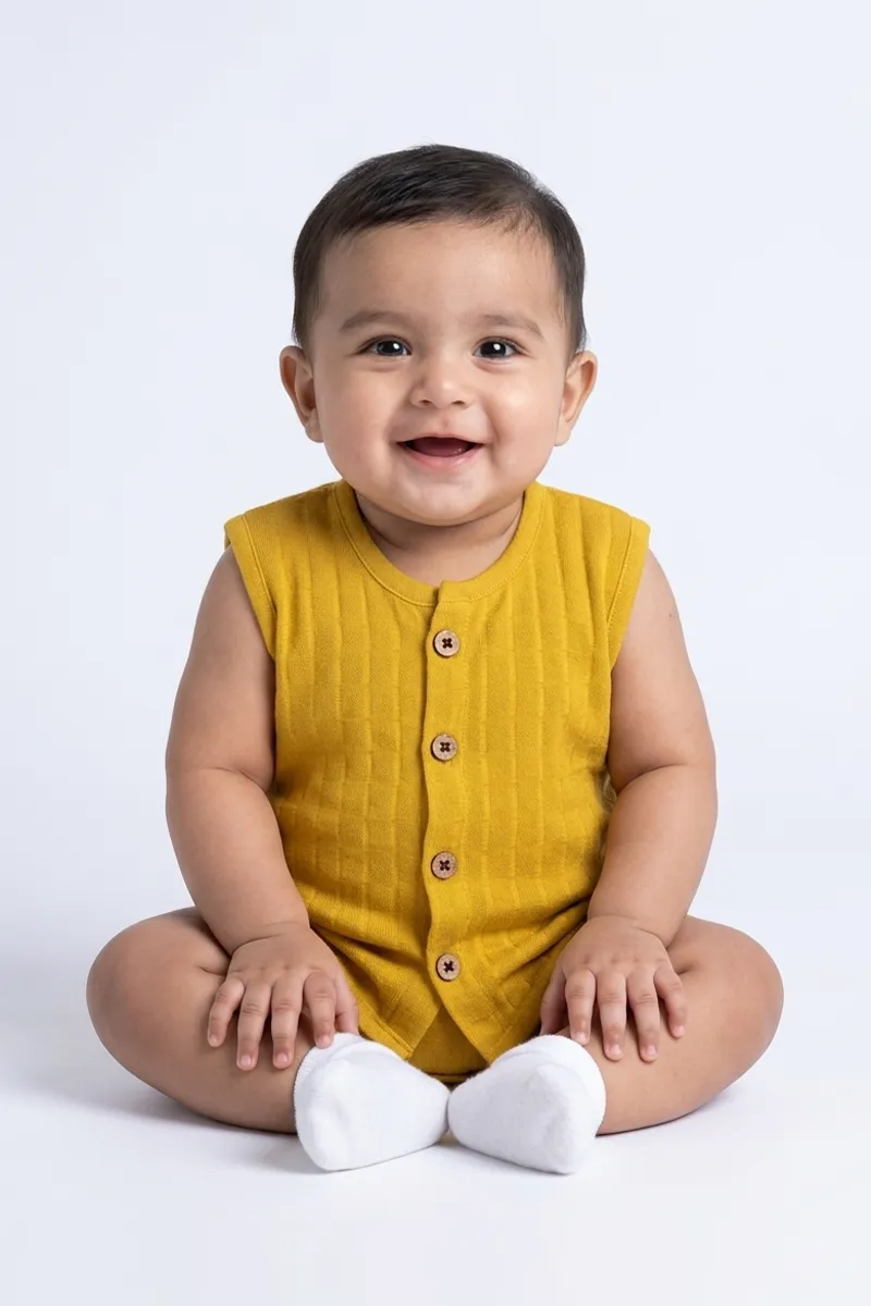 Muslin Jhabla for Babies - Yellow
