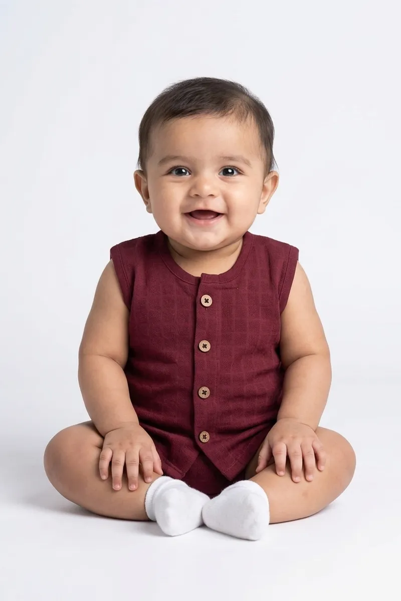 Muslin Jhabla for Babies -  Maroon