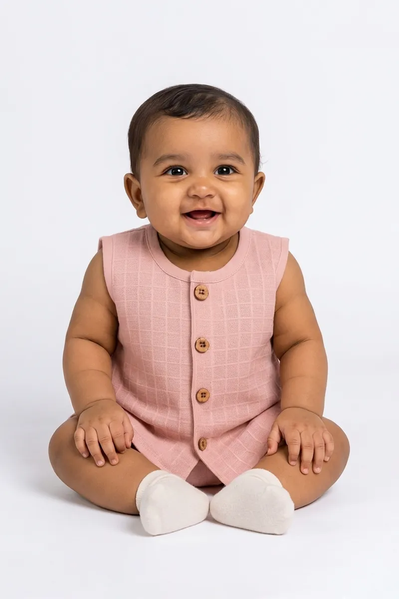 Muslin Jhabla for Babies - Peach