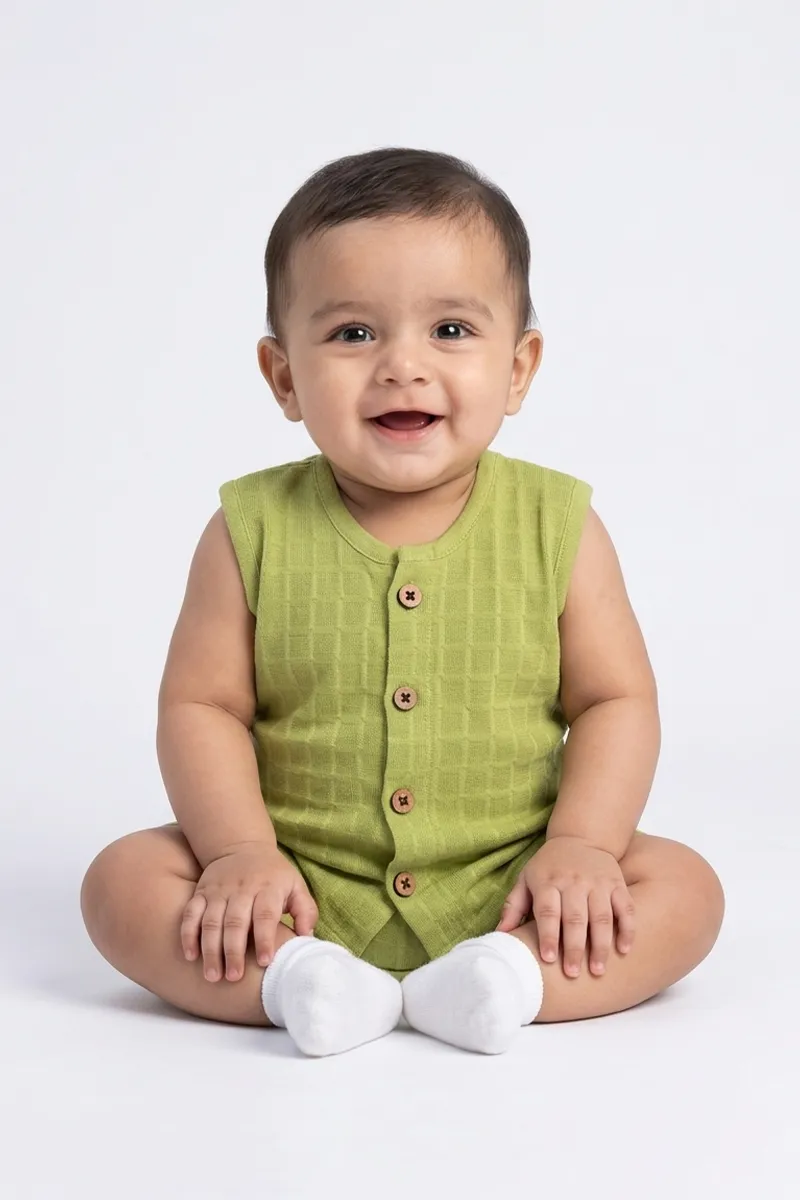 Muslin Jhabla for Babies -  Light Green
