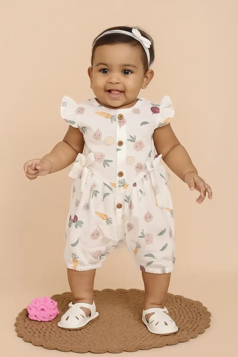 Muslin Rompers for Babies - White