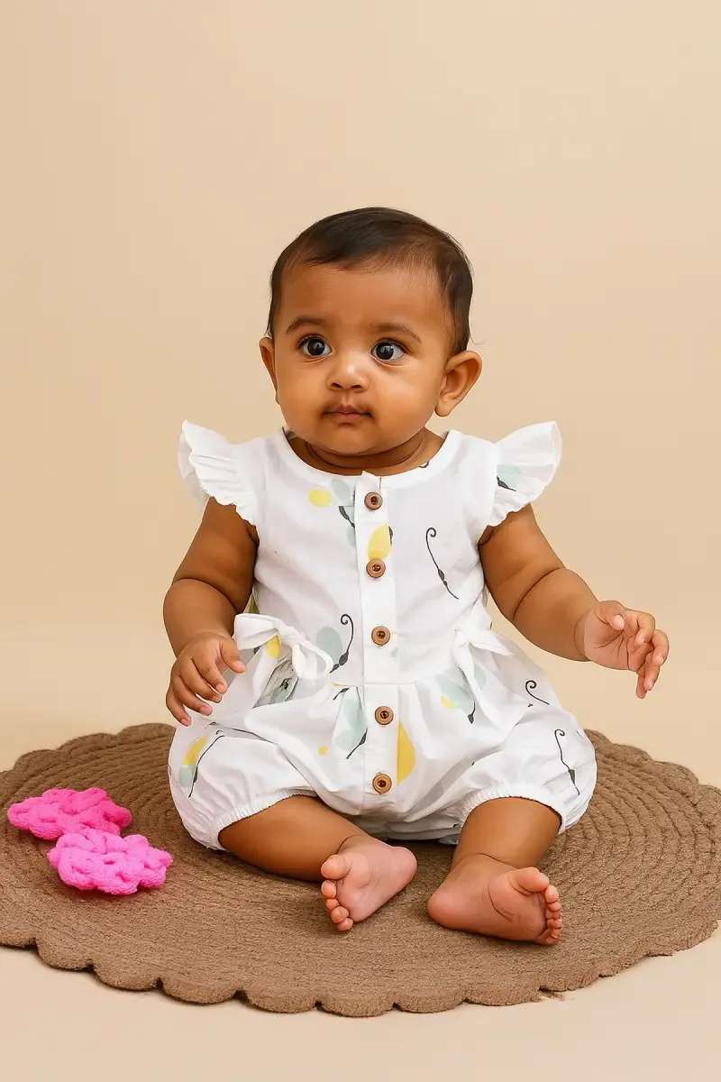 Muslin Rompers for Babies - White