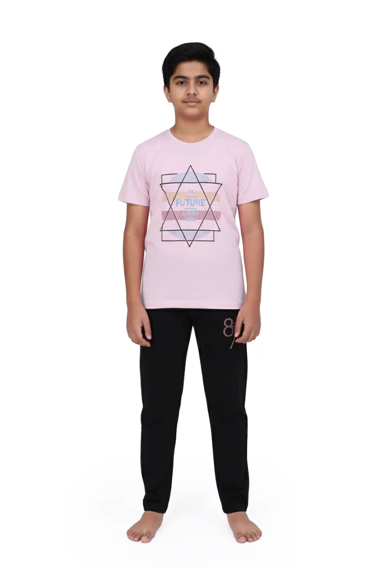 Boy's Cotton Printed T-Shirt with Pant Set - Multicolor