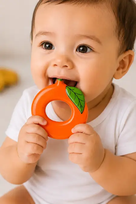 Orange Shaped Water Teether for Babies -  Orange