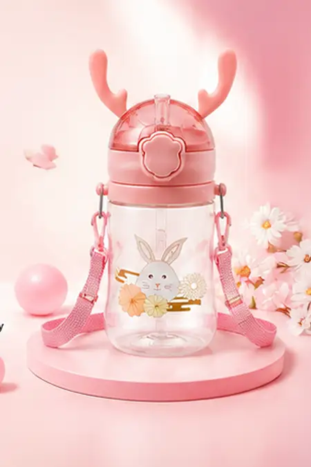 Sipper with Straw & Strap for Babies ( 250ml) -  Peach