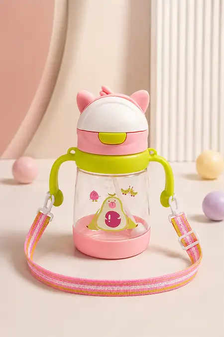 Sipper with Straw & Strap for Babies (350 ML) - Peach
