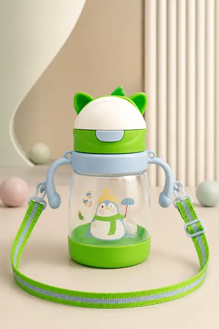 Sipper with Straw & Strap for Babies (350 ML) - Green