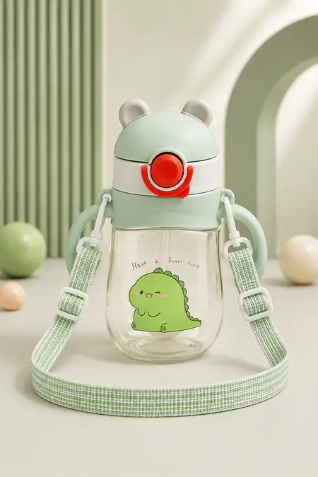 Sipper with Straw & Strap for Babies (300 ML) - Green